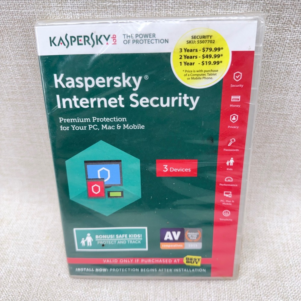 Kaspersky Internet Security 3 Devices PC Mac Mobile New Sealed Best Buy